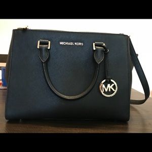 Michael Korda black saffiano handbag